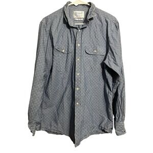 Vtg Haspel Men's XL Button Down Long Sleeve Blue Polo Tailored Cotton in USA‎